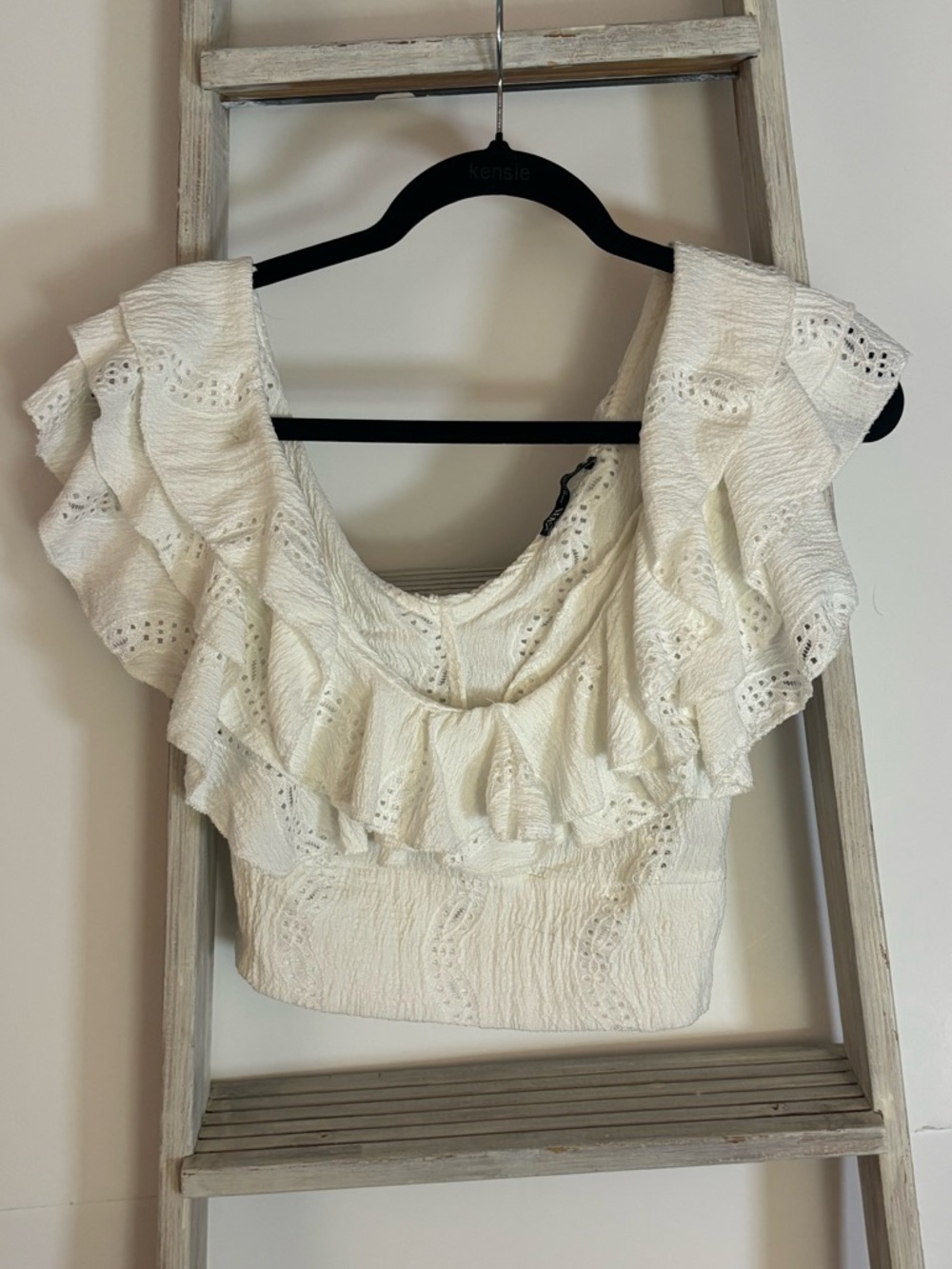 Zara women’s medium Ruffle Crop Top, bohemian, fairy, whimsical, Stevie Nicks